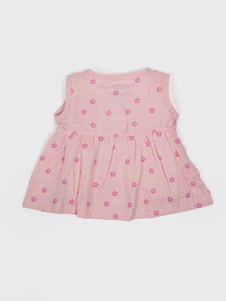Baby Girls Pink Floral Cotton Frock - Kidulan