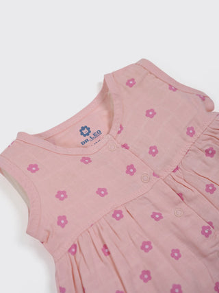 Baby Girls Pink Floral Cotton Frock - Kidulan