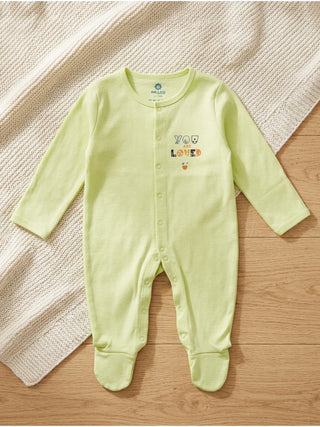 Unisex Baby Solid Sleepsuit Light Green - Kidulan