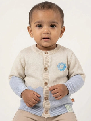 Baby Knit Cardigan – Cream & Blue - Kidulan