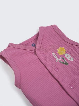 Baby Sleeveless Ribbed Cotton Jabla & Shorts Set - Kidulan