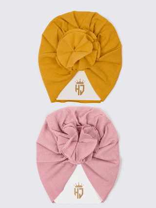 Baby Girls Turban Headwrap - Yellow & Pink - Kidulan