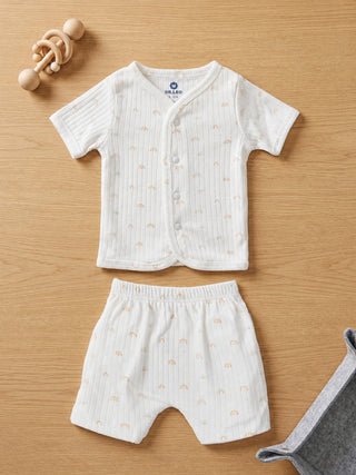 Baby Jabla & Shorts – White Rainbow Print - Kidulan