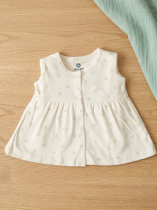 Baby Girls Floral Cream Cotton Frock - Kidulan