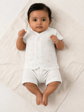 Baby Jabla & Shorts – White Rainbow Print - Kidulan