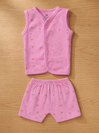 Baby Pink Floral Jabla & Shorts Set - Kidulan
