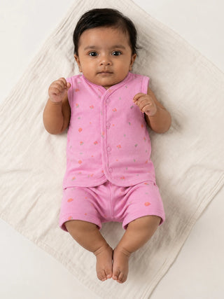 Baby Pink Floral Jabla & Shorts Set - Kidulan