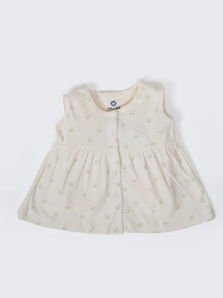 Baby Girls Floral Cream Cotton Frock - Kidulan