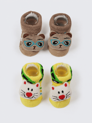 Baby Plush Rattle Socks Cute Bear & Mouse Design - Kidulan