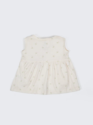 Baby Girls Floral Cream Cotton Frock - Kidulan