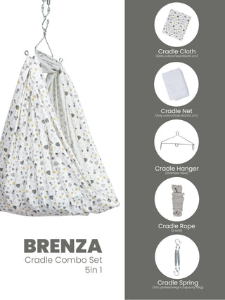 Brenza 5-in-1 Baby Cradle Combo Set - Leaf Print - Kidulan