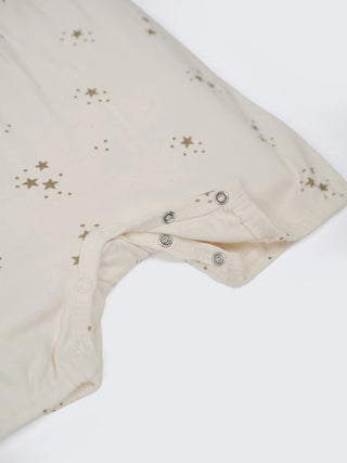 Baby Girls Star Print Cream Ruffle Sleeve Romper - Kidulan