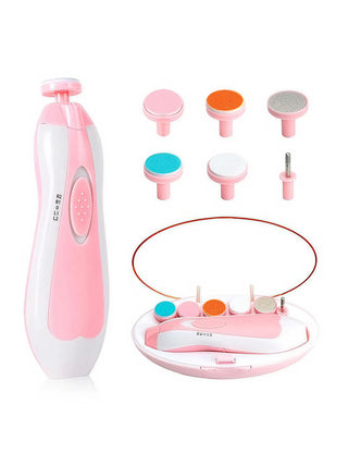 Electric Pink Baby Nail Trimmer – 6 Grinding Heads with LED Light - Kidulan