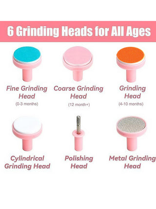 Electric Pink Baby Nail Trimmer – 6 Grinding Heads with LED Light - Kidulan