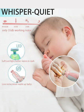 Electric Pink Baby Nail Trimmer – 6 Grinding Heads with LED Light - Kidulan