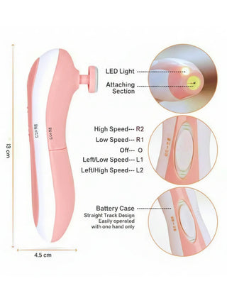 Electric Baby Nail Trimmer – 6 Grinding Heads with LED Light - Kidulan