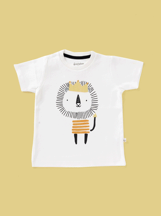 Half sleeve white & black, brown ,blue graphic t-shirt combo for baby - Kidulan