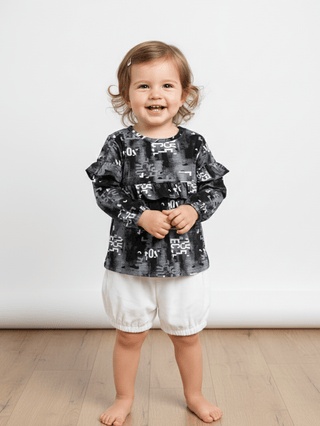 Baby Girl Modern Top & White Shorts Set - Kidulan