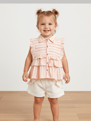 Peachy Stripes Baby Girl 2 piece Set - Kidulan