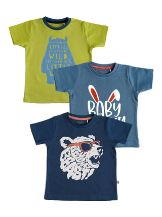 Half sleeve gamer graphic in black, dark green & animal graphic, t-shirt combo for baby - Kidulan