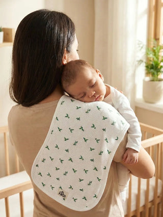 Green Leaf Print - Soft Cotton Burp Cloth Newborn Essential - Kidulan
