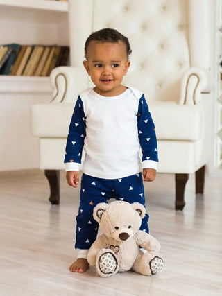 Blue Triangle Print Full Sleeve Unisex Co - Ord Set - Kidulan