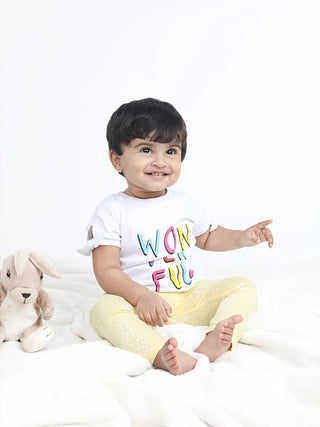Baby Girl Wonderful Graphic Tee & Star Print Skirt Set Combo - Kidulan