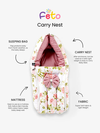 Premium Floral Carry Nest for New Born - Kidulan