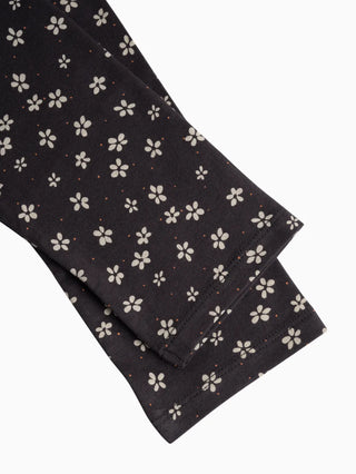 Flower pattern in black leggings for baby girl - Kidulan