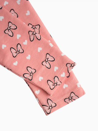 Black pattern in soft pink leggings for baby girl - Kidulan