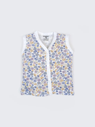 Baby Cotton Jabla & Shorts Combo Set – Floral Printed Sleeveless Baby Set - Kidulan