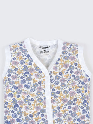 Baby Cotton Jabla & Shorts Combo Set – Floral Printed Sleeveless Baby Set - Kidulan