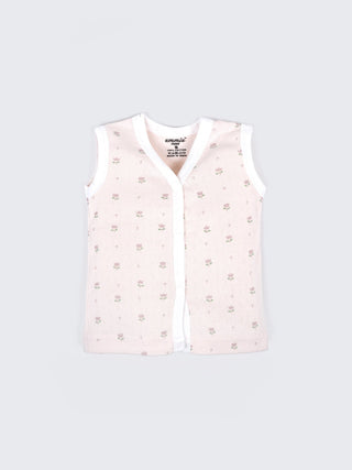 Baby Cotton Jabla & Shorts Set – Soft Pink Tiny Floral & White Minimal Print Sleeveless Baby Girl Combo - Kidulan