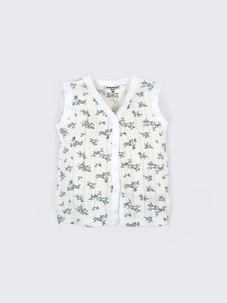 Baby Cotton Jabla & Shorts Combo Set – Floral Printed Sleeveless Baby Set - Kidulan