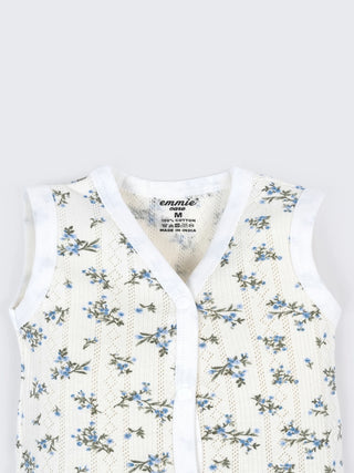 Baby Cotton Jabla & Shorts Combo Set – Floral Printed Sleeveless Baby Set - Kidulan