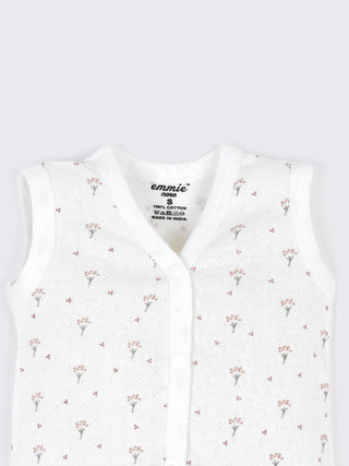 Baby Cotton Jabla & Shorts Set – Tiny Floral Print Sleeveless Baby Wear Combo (2 Sets) - Kidulan