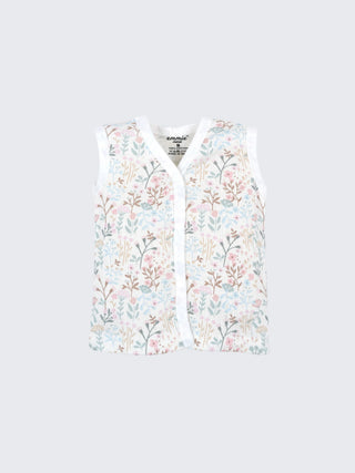 Baby Cotton Jabla & Shorts Combo Set – Daisy & Floral Printed Sleeveless Baby Set - Kidulan