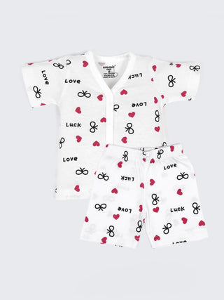 Baby Cotton Half Sleeve Jabla Combo Set – Love Print & Floral Blue Half Sleeve Baby Set - Kidulan