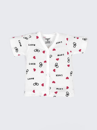 Baby Cotton Half Sleeve Jabla Combo Set – Love Print & Floral Blue Half Sleeve Baby Set - Kidulan
