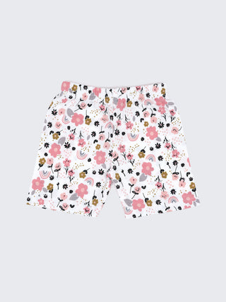 Baby Cotton Jabla & Shorts Set – Pink Floral & Rainbow Print Half Sleeve Baby Outfit - Kidulan