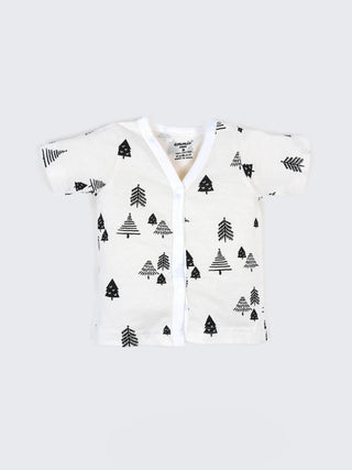 Baby Cotton Jabla & Shorts Set – Black Tree Print Half Sleeve Baby Outfit - Kidulan
