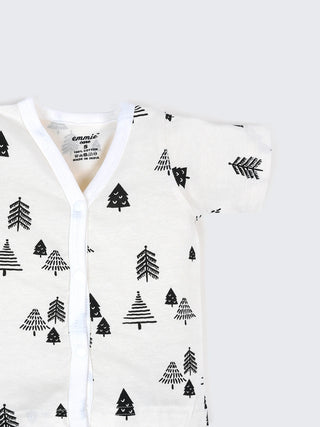Baby Cotton Jabla & Shorts Set – Black Tree Print Half Sleeve Baby Outfit - Kidulan