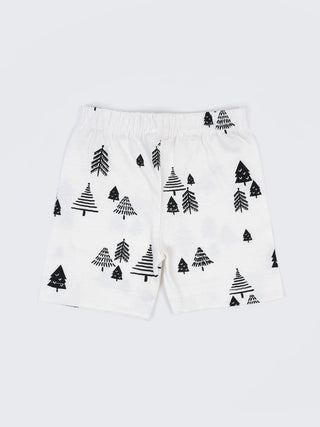 Baby Cotton Jabla & Shorts Set – Black Tree Print Half Sleeve Baby Outfit - Kidulan