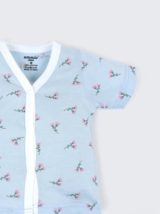 Baby Cotton Half Sleeve Jabla Combo Set – Love Print & Floral Blue Half Sleeve Baby Set - Kidulan