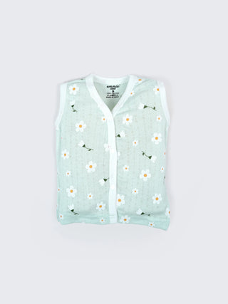 Baby Cotton Jabla & Shorts Combo Set – Daisy & Floral Printed Sleeveless Baby Set - Kidulan
