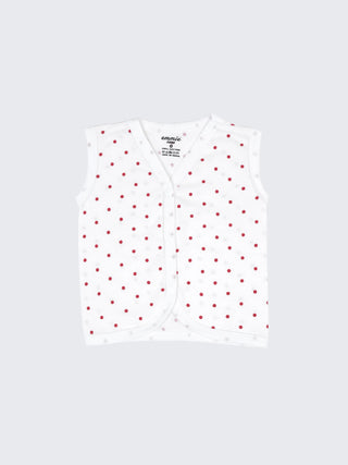 Baby Cotton Jabla & Shorts Set – Heart & Polka Dot Printed Sleeveless Newborn Baby Set - Kidulan