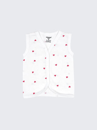 Baby Cotton Jabla & Shorts Set – Heart & Polka Dot Printed Sleeveless Newborn Baby Set - Kidulan