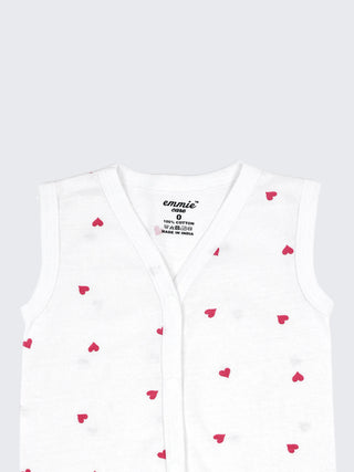 Baby Cotton Jabla & Shorts Set – Heart & Polka Dot Printed Sleeveless Newborn Baby Set - Kidulan