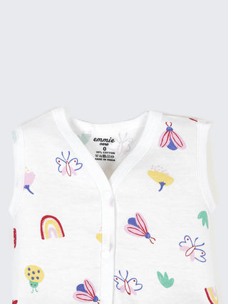 Baby Cotton Jabla & Shorts Set – Printed Sleeveless Newborn Baby Set - Kidulan