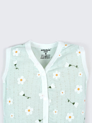 Baby Cotton Jabla & Shorts Combo Set – Daisy & Floral Printed Sleeveless Baby Set - Kidulan